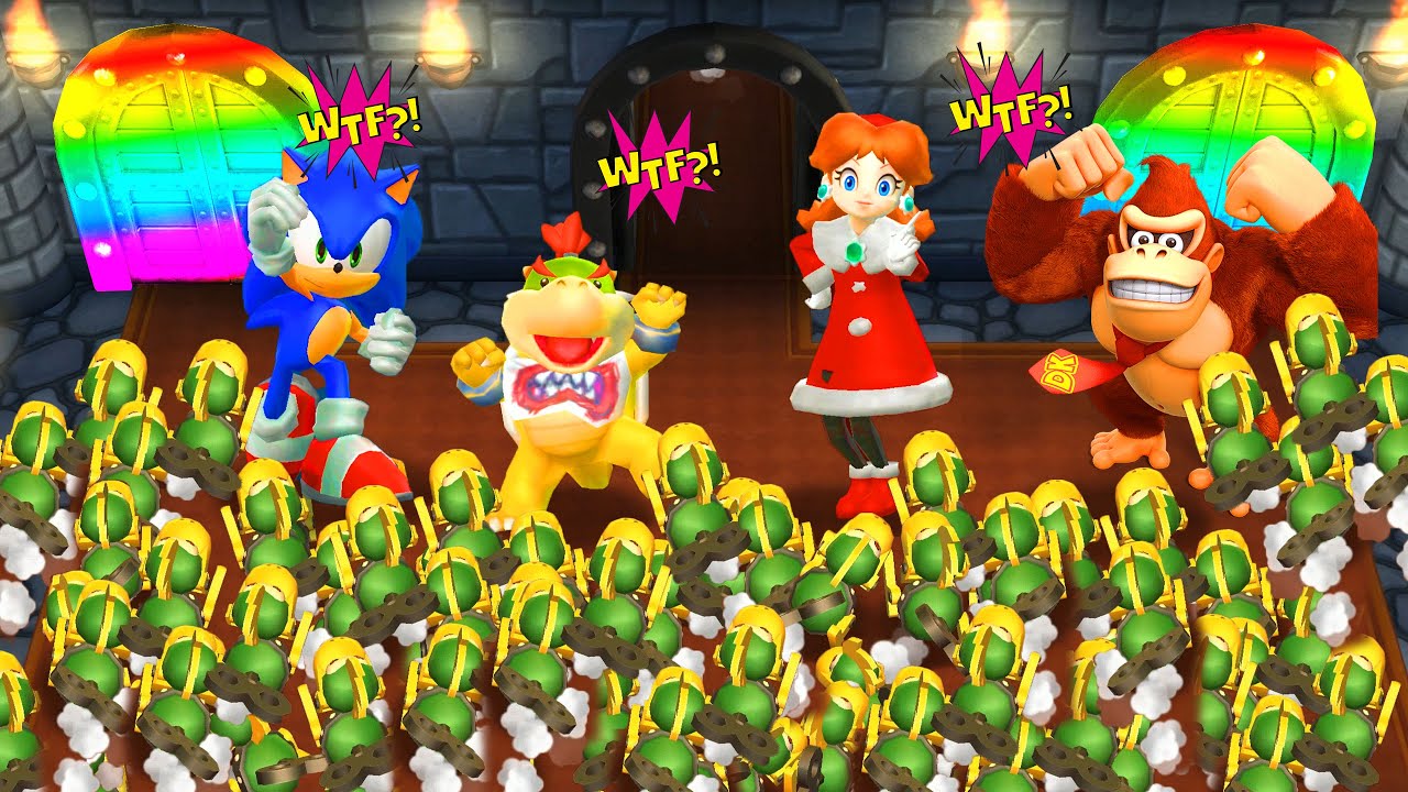 Mario Party 9 Mod - Bowser Jr. vs Daisy Holiday vs Donkey Kong vs Sonic #MarioGame