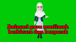 Green screen animasi guru muslimah berbicara dan bergerak #1