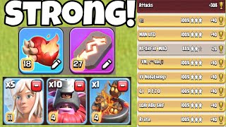 Revenge Deck Fireheart + 11 x Throwers = STRONG! Best TH18 Attack Strategy! Coc
