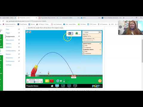 Using PHET projectile motion simulation