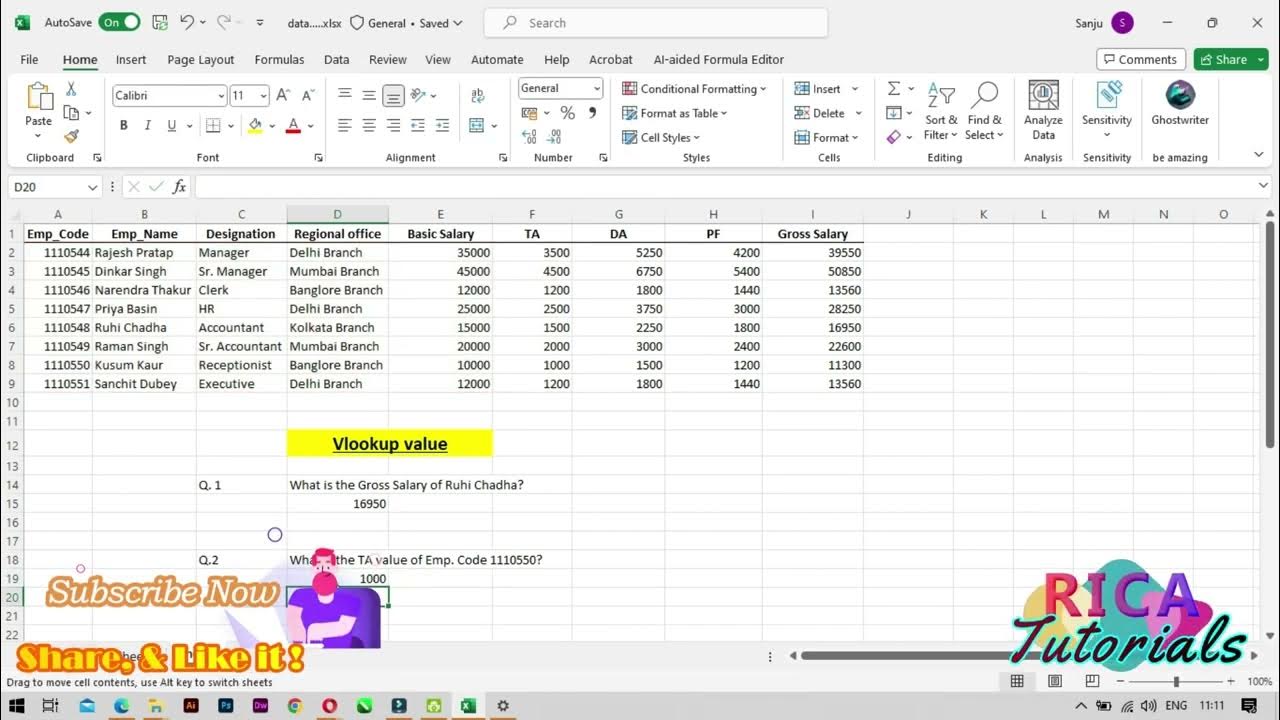 Excel Function Vlookup, Hlookup & Lookup YouTube