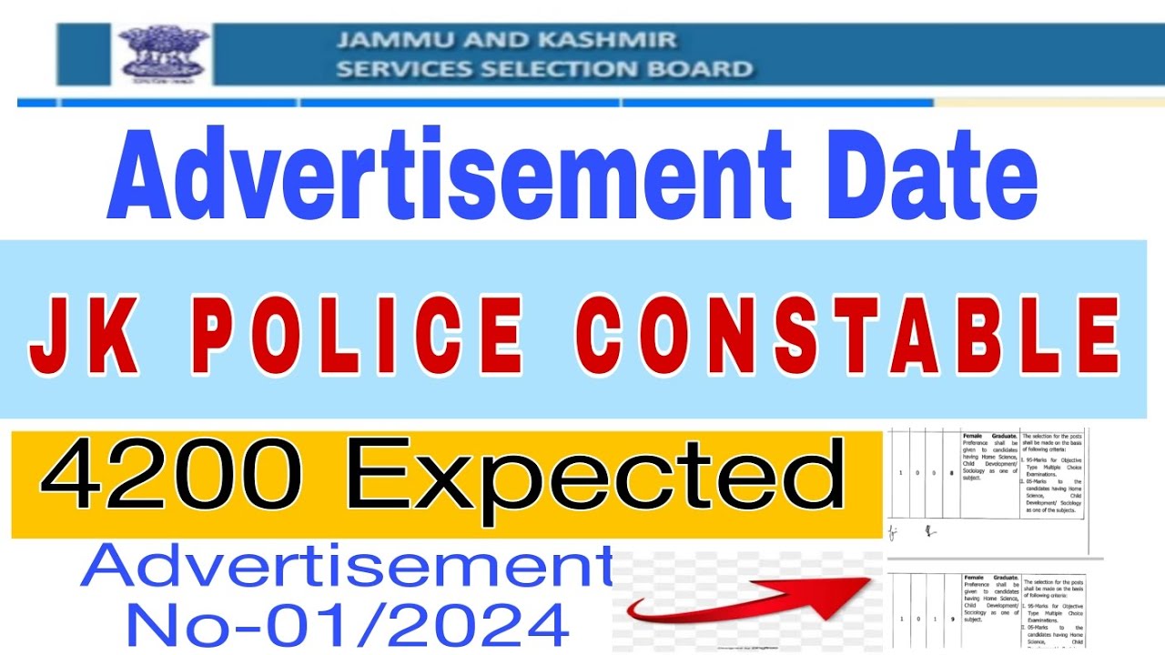 JK POLICE CONSTABLE 👮🚨 4200 Vacancies Advertisement Date,Link Kab Open Hoga,Exam Date