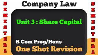 One Shot Revision l Unit 3 l Share Capital l B Com l Delhi University l Semester 2 l