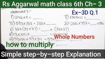 Rs Aggarwal - Exercise 3D - Question Number 1 - Whole numbers Class 6 - basic math glory