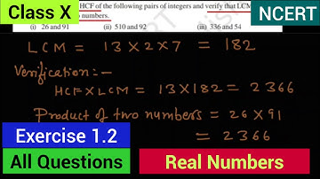 NCERT Class 10 maths Exercise 1.2  All Questions Solved, HCF & LCM by prime Factorisation