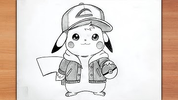 How to draw Pikachu with Ash clothes | Anime drawing step by step | Pokemon drawing easy 