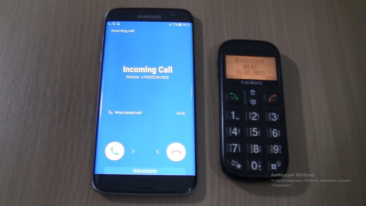 Texet 111+Samsung Galaxy S7 edge Ringing call at the
