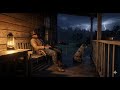 Arthur's Lonely Moment on a Bench With His Loyal Dog During Heavy Thunderstorm | RDR2 ASMR