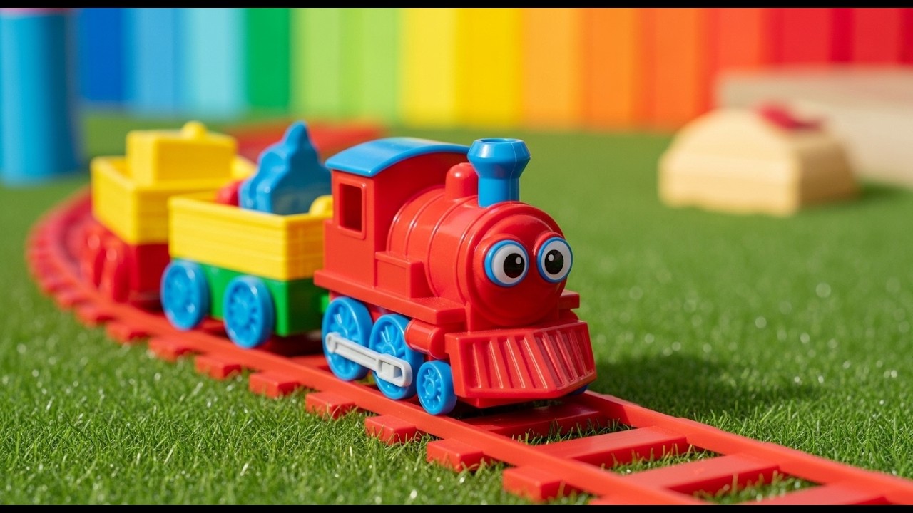 Cute Red Toy Train Adventure on the Grass! 🚂🌿❤️ | Kids Toy Story | 3D Kids Fun Story