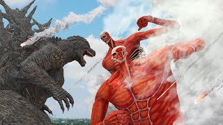 Attack on titan vs Godzilla minus one in modern world Resimi