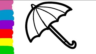 Beautiful Umbrella drawing for kids| Draw A Colourful umbrella step by step||
