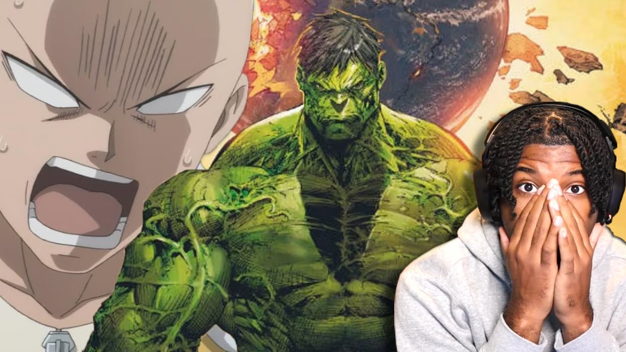 Когда Неудержимая Сила встречает Неподвижный Объект!!!! Анимация Халка против Сайтамы (React)