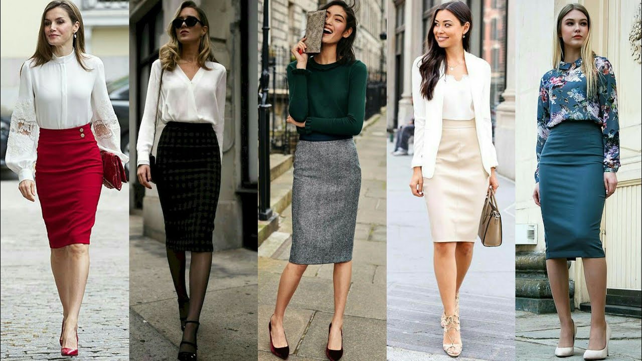 Classy office wear plain pencil skirt dresses ideas for working women 