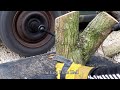 Splitting a log with a homemade log splitter, what could possibly go wrong?