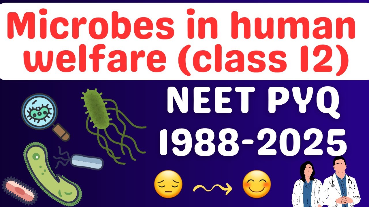 Microbes in human welfare class 12 one shot neet pyq 1988-2025 - YouTube