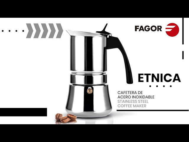 Cafetera tradicional - Etnica, Cafetera Italiana Inducción 6 Tazas Café,  Acero Inoxidable, Todo Tipo Cocinas, Vitrocerámic FAGOR, Acero inoxidable,  Acero Inoxidable