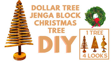 DIY  Jenga Block Christmas Tree  - Easy Dollar Tree Crafts