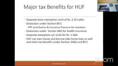 Tax planning through HUF  explained by Balwant Jain