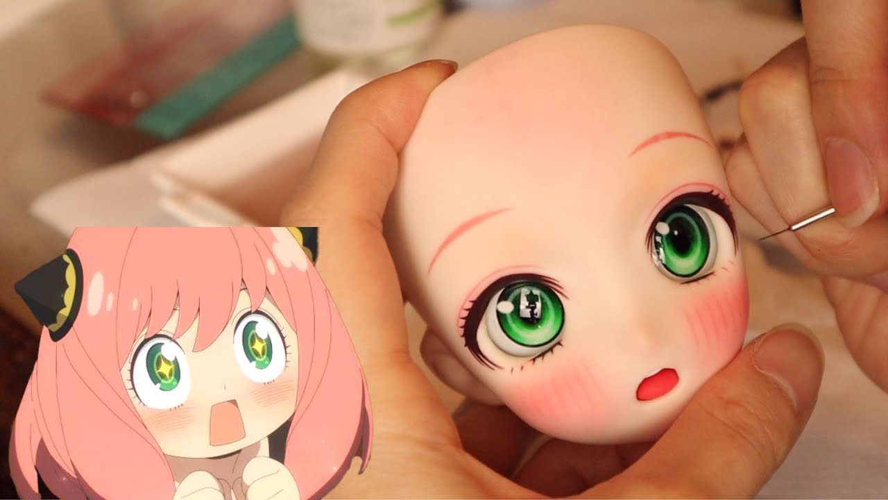 【SPY×FAMILY】スパイファミリーのアーニャちゃんヘッドメイクをリベンジした！【45cmドール】