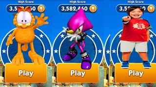 Garfield Rush Vs Sonic Dash Vs Tag With Ryan