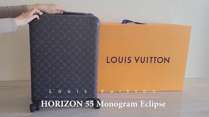 LOUIS VUITTON Horizon 55 Monogram Eclipse Canvas Rolling Suitcase Blac