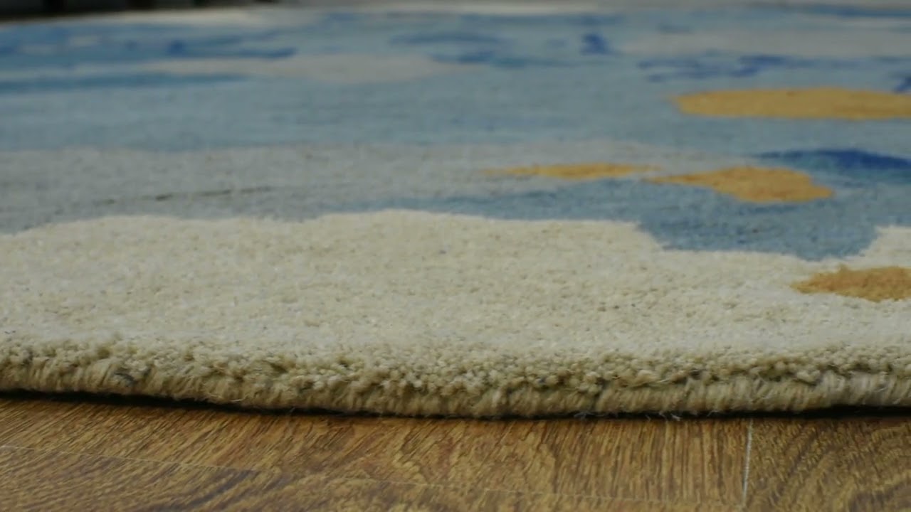 Hand Tufted Wool 8'x8' Round Area Rug Abstract Multicolor K00S18