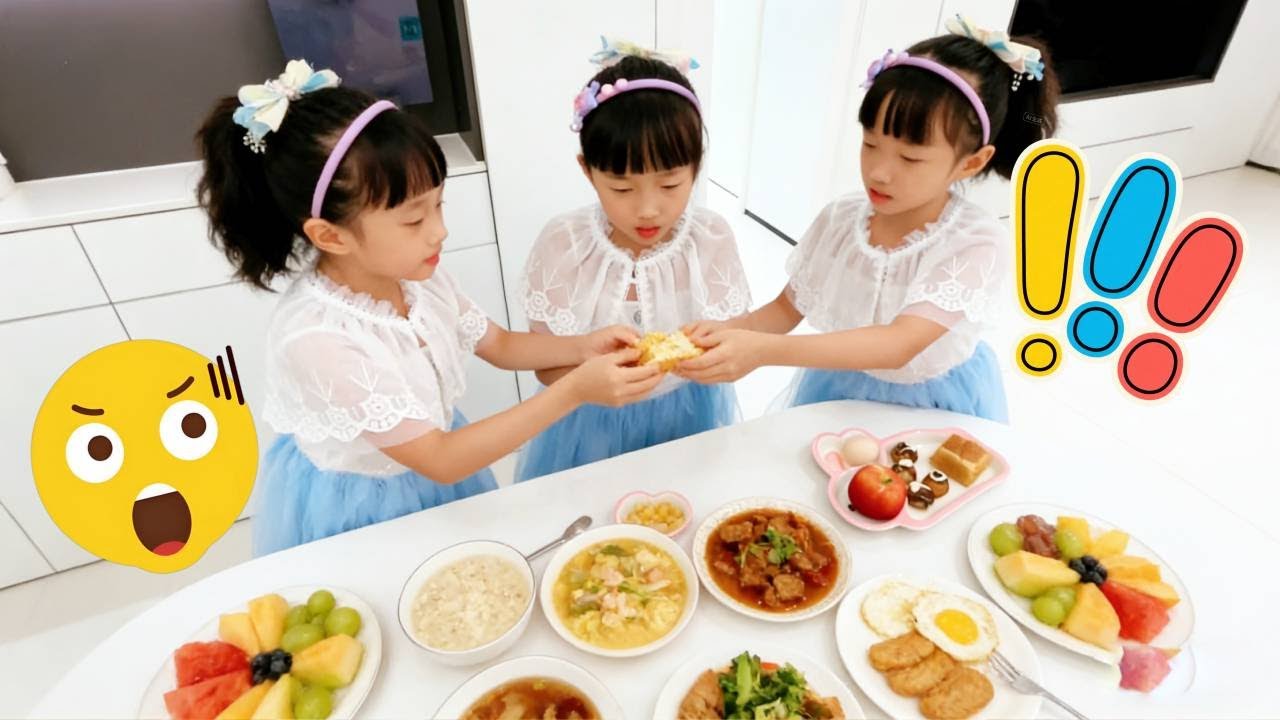 Triplets fighting over breakfast!