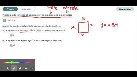 ALEKS - Finding side lengths of squares given an area and perimeter