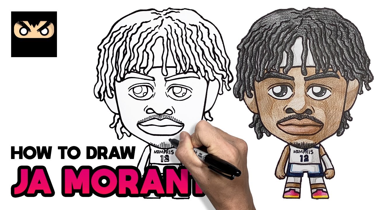 How to draw JA MORANT, MEMPHIS GRIZZLIES - 자 모란트 그리기