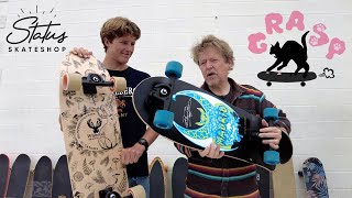 Status Skateshop Demos GRASP PADO.23 Surfskate Trucks on Whitetail Whaleshark and Madrid Reissue.