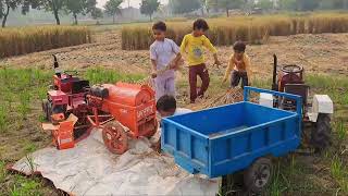 Day Eicher 242 tractor with paddy Thresher Mahindra tractor Komal Kumar