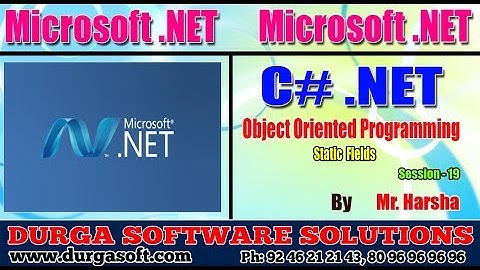 .Net Tutorial || C#.Net Session - 19|| Object Oriented Programming || Static Fields || by Harsha