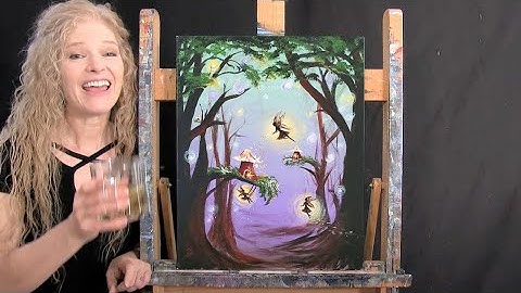 How to Draw and Paint FAIRY FOREST - Paint & Sip at Home - Fantasy Beginner Acrylic Painting Lesson