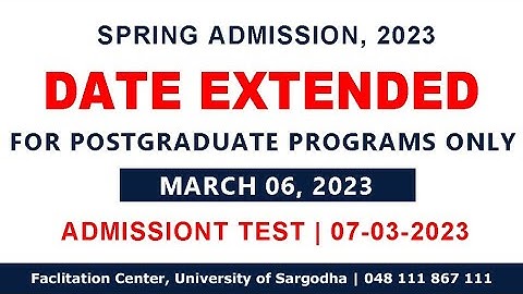 Last Date Extended | Spring Admission 2023 | UOS | University of Sargodha