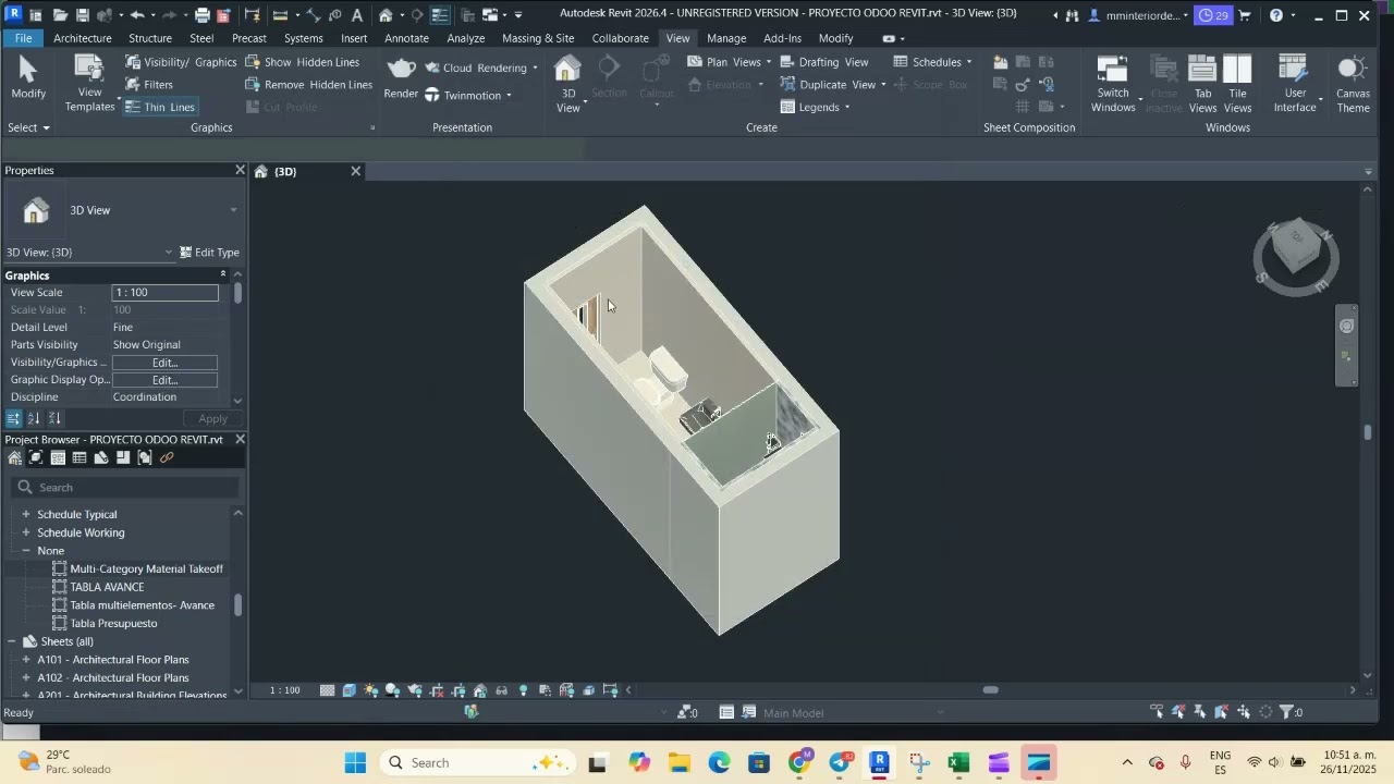 Integración Revit–Odoo BIM: Crea la Tabla y Exporta tu Proyecto | C1