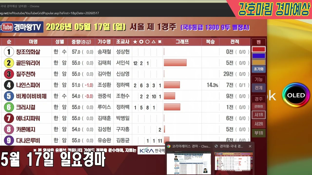 2026 년 5 월 17 일 일요경마예상