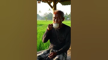 The pleasure of drinking coffee in the middle of the rice fields #coffee #shortvideo #rice fields...