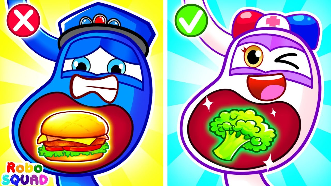 Healthy Food vs Junk Food Song 🍔🥗 Good Habits for Kids | Funny Baby Song | RoboSquad Nursery Rhymes