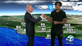 Chargers safety Derwin James does the weather with Dallas Raines on ABC7