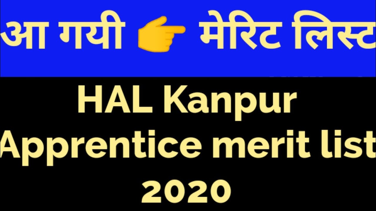 HAL Kanpur Apprentice merit list Declared 2020 || HAL Kanpur Apprentice Result 2020 ||