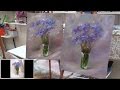 Васильки. Мастер-класс на двух холстах. Master class on two canvases. Wildflowers