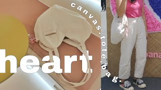 diy | heart shaped canvas tote bag tutorial (with welt pocket)