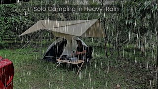 My makeshift tarp in rain | Camping in the RAIN  STORM, cook, relax and eat