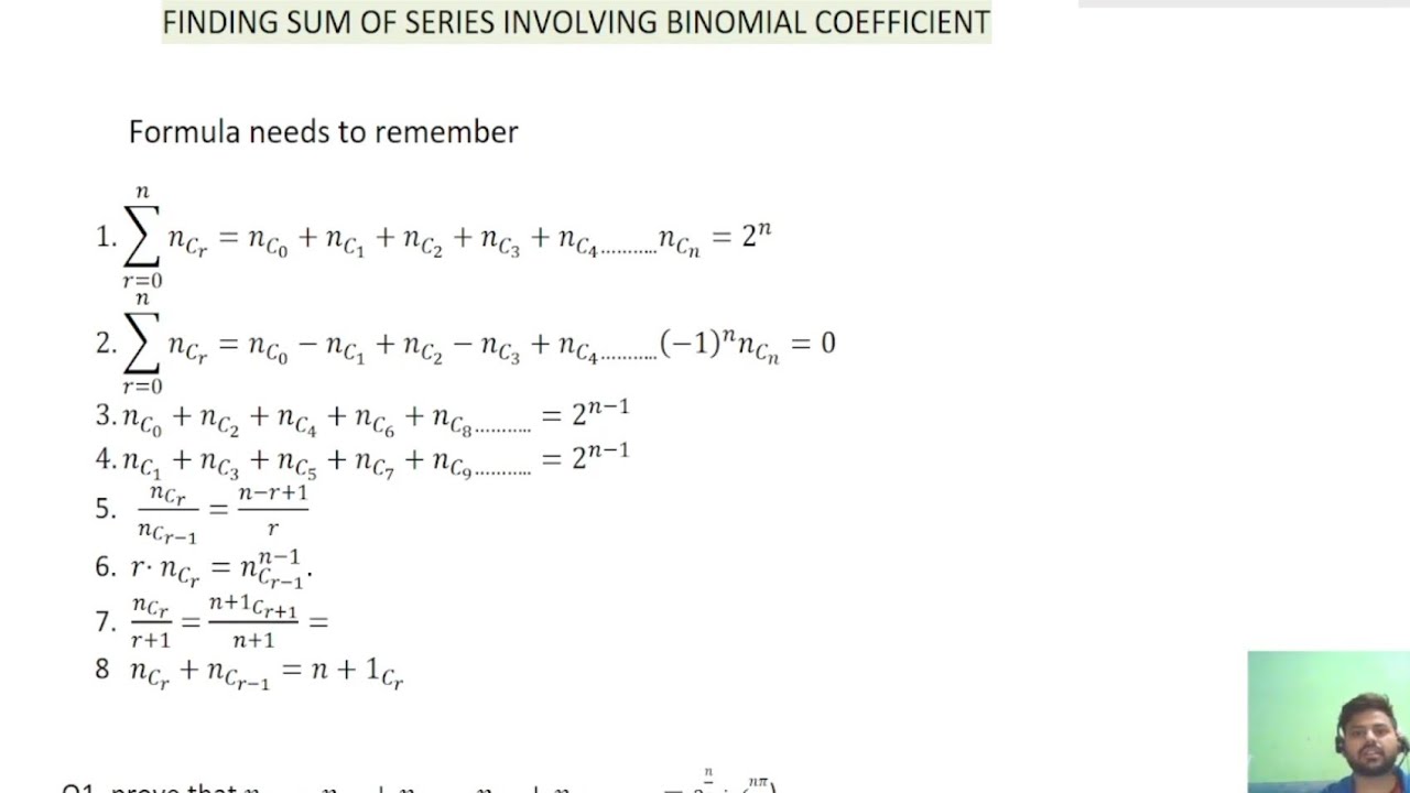 Finding series sum involving binomial coefficient.JEE MAINS AND ADVANCED BY Deepak kumar
