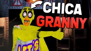 FNAF CHICA GRANNY CHASES US! (Granny Mobile 1.4 Update APK Mod Full Gameplay) screenshot 2