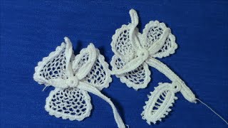 Irish Croche Lace,Wild rose motif, half open rose
