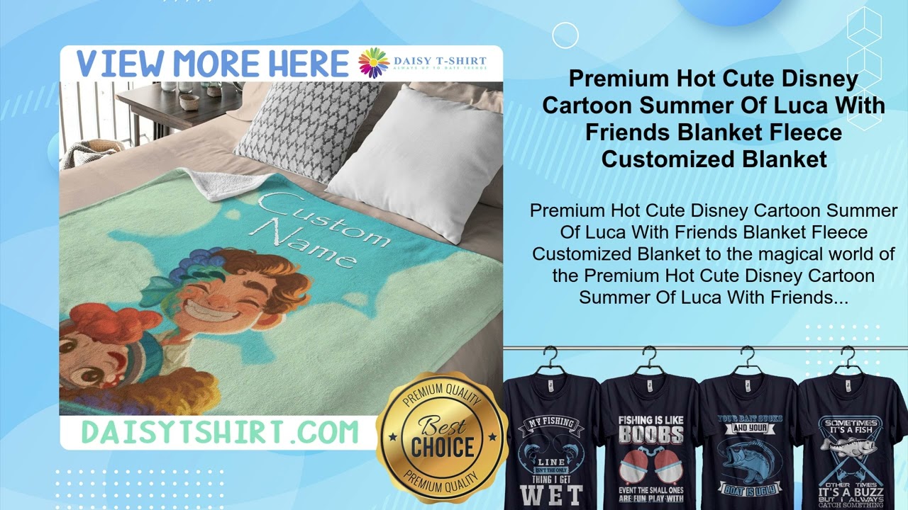 Premium Hot Cute Disney Cartoon Summer Of Luca With Friends Blanket Fleece Customized Blanket