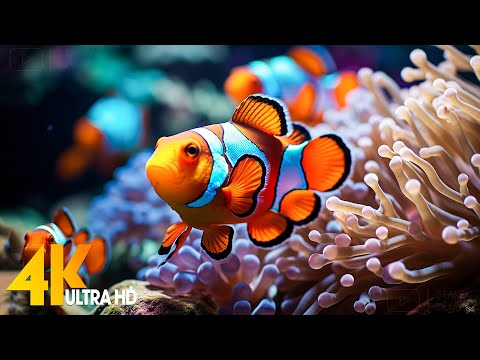 Aquarium 4K Video Beautiful Coral Reef Fish - Relaxing Sleep Meditation Music 99