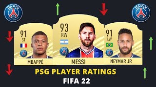 FIFA 22 | PSG PLAYER RATINGS PREDICTIONS  MESSI,NEYMAR, MBAPPE