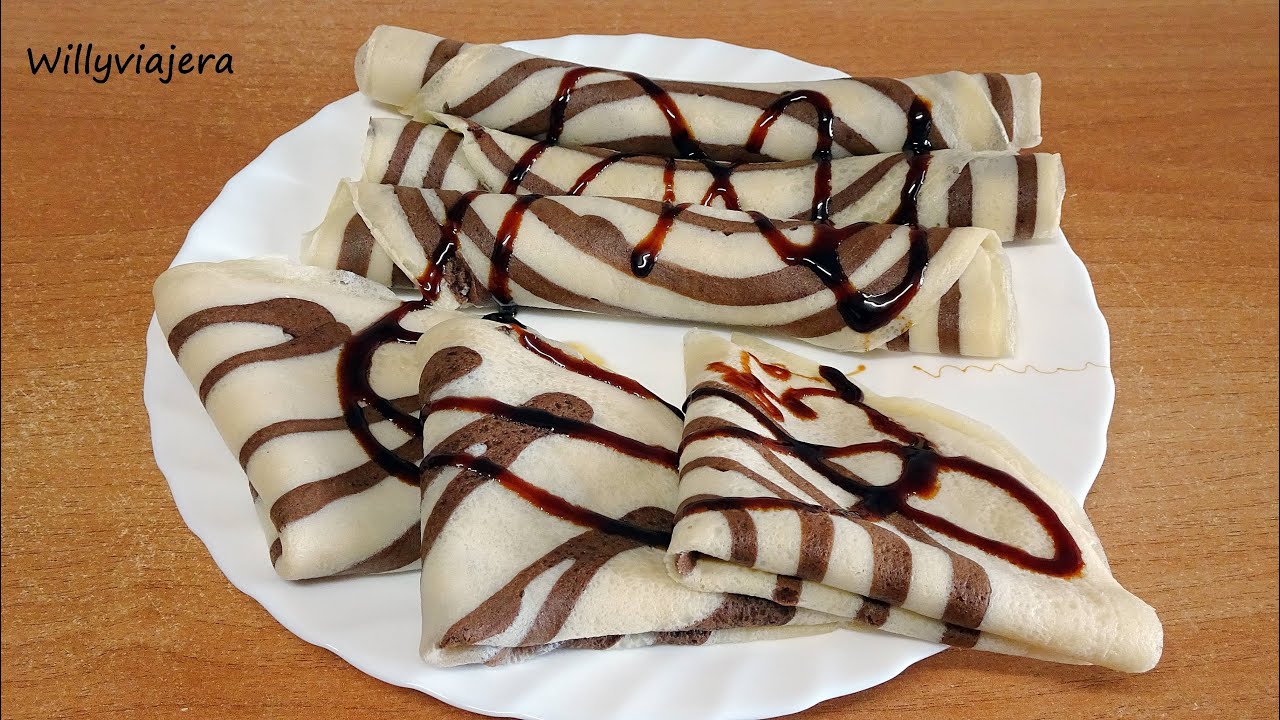 En 5 minutos. CREPES😋🍫 DE CHOCOLATE Y VAINILLA. Dos sabores en uno